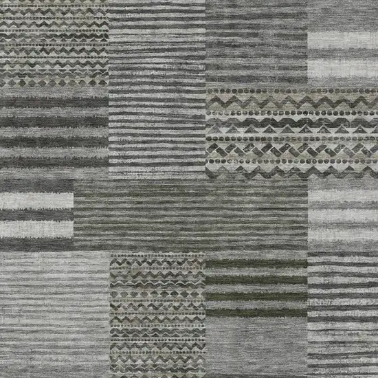 Pewter And Gray Striped Washable Indoor Outdoor Area Rug Photo 3