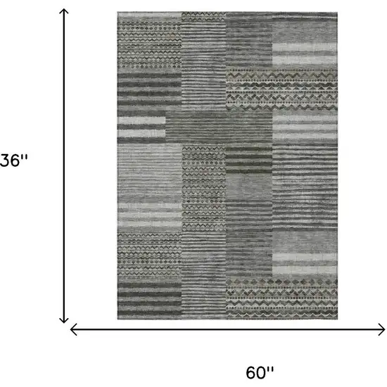 Pewter And Gray Striped Washable Indoor Outdoor Area Rug Photo 7