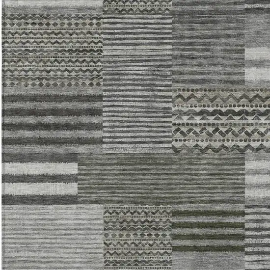 Pewter And Gray Striped Washable Indoor Outdoor Area Rug Photo 3