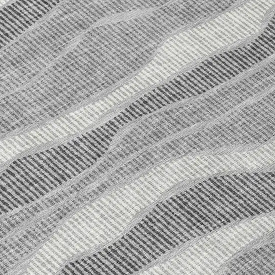 Pewter And Gray Striped Washable Indoor Outdoor Area Rug Photo 4