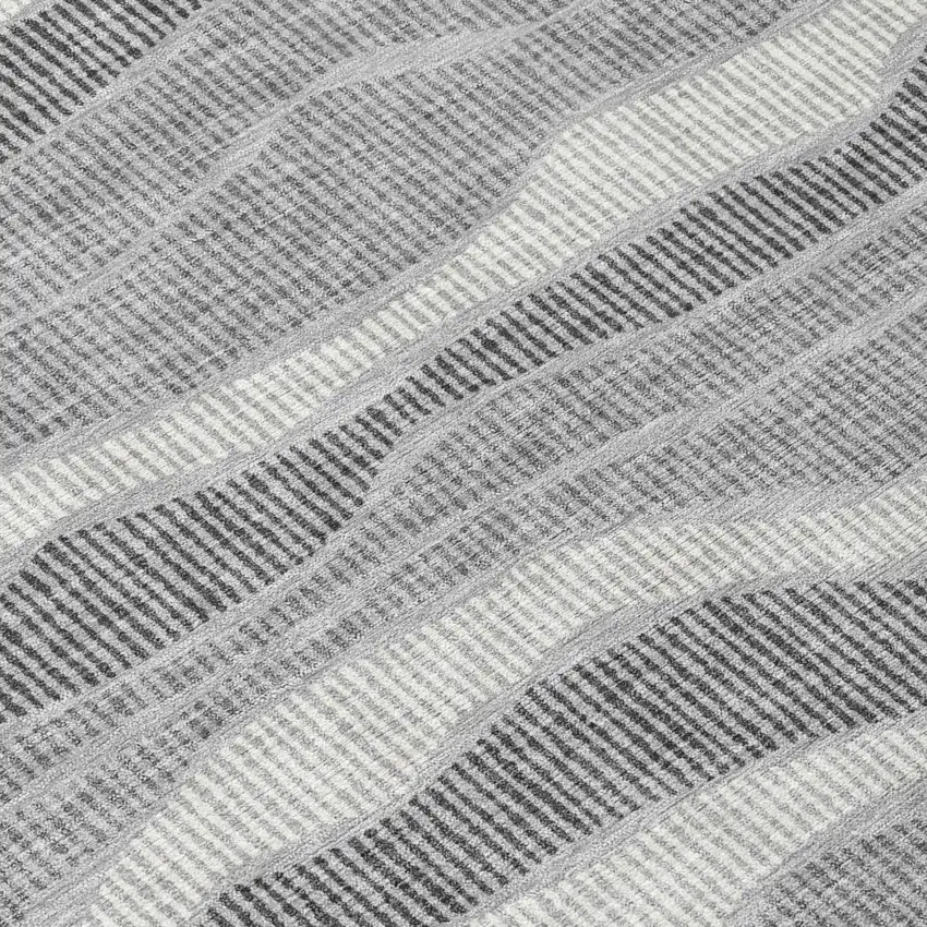 Pewter And Gray Striped Washable Indoor Outdoor Area Rug Photo 4