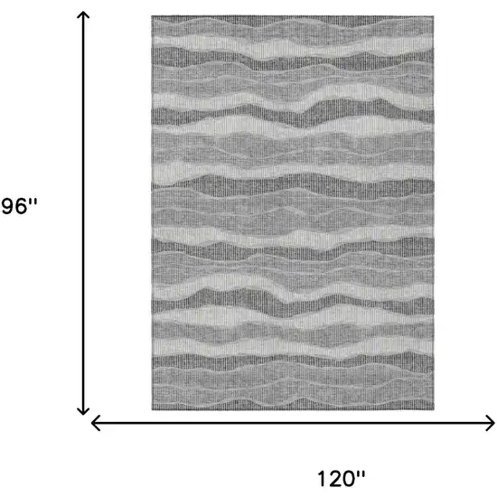 Pewter And Gray Striped Washable Indoor Outdoor Area Rug Photo 5