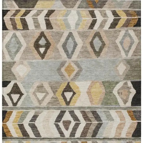 Pewter And Gray Tribal Washable Indoor Outdoor Area Rug Photo 4