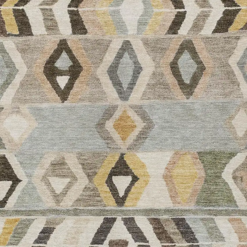 Pewter And Gray Tribal Washable Indoor Outdoor Area Rug Photo 3
