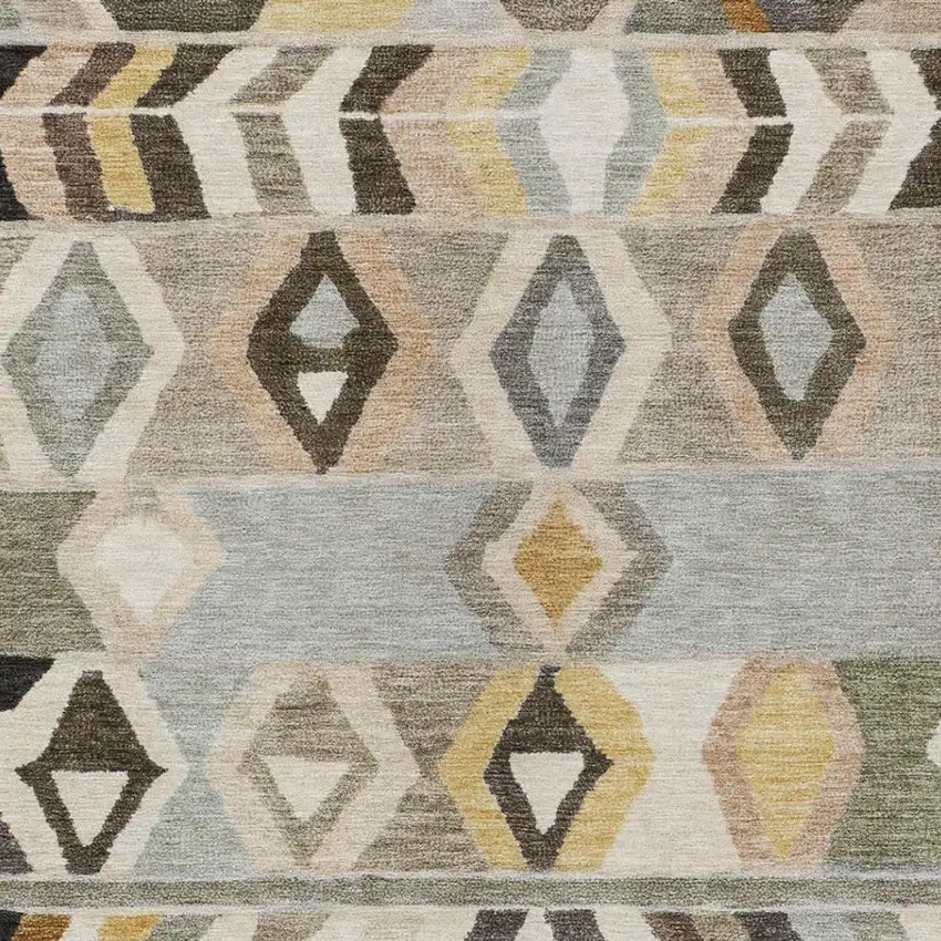 Pewter And Gray Tribal Washable Indoor Outdoor Area Rug Photo 3