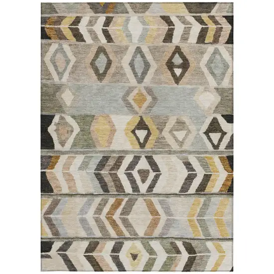 Pewter And Gray Tribal Washable Indoor Outdoor Area Rug Photo 4