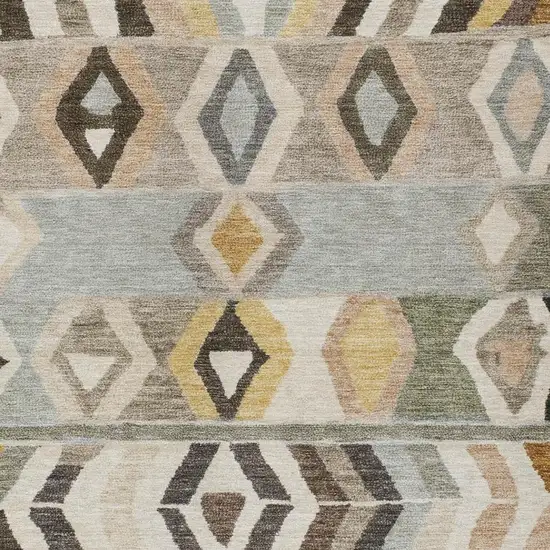 Pewter And Gray Tribal Washable Indoor Outdoor Area Rug Photo 3