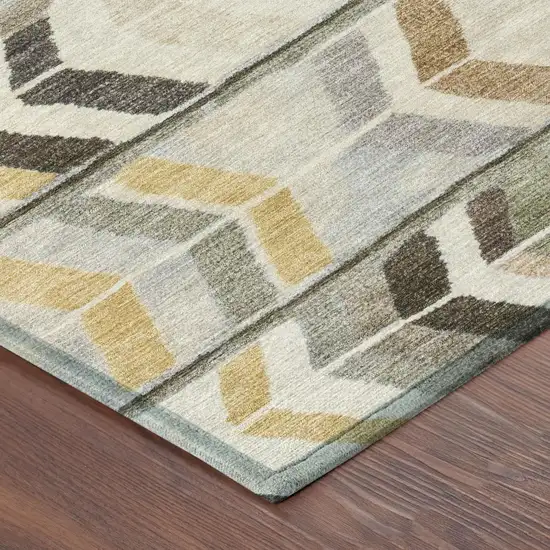 Pewter And Gray Tribal Washable Indoor Outdoor Area Rug Photo 5