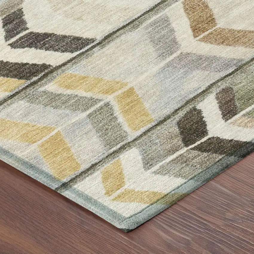 Pewter And Gray Tribal Washable Indoor Outdoor Area Rug Photo 5