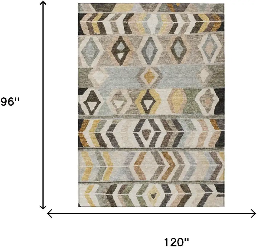 Pewter And Gray Tribal Washable Indoor Outdoor Area Rug Photo 7