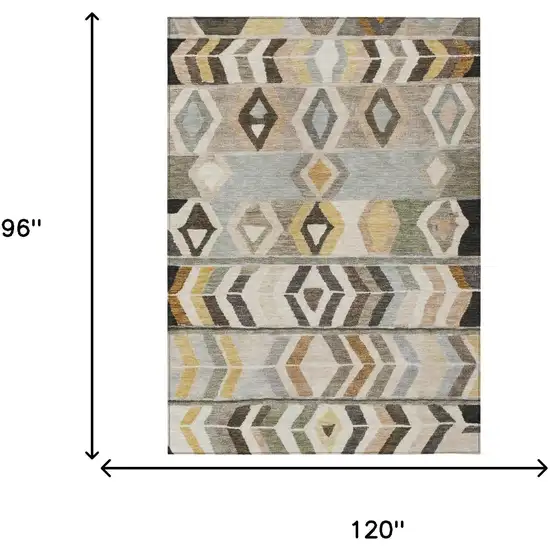 Pewter And Gray Tribal Washable Indoor Outdoor Area Rug Photo 7