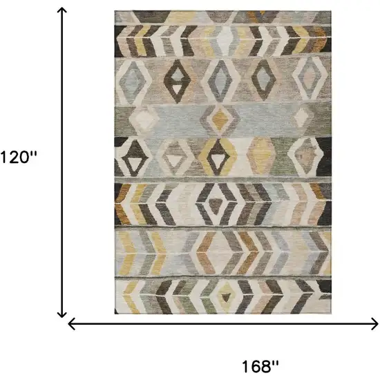 Pewter And Gray Tribal Washable Indoor Outdoor Area Rug Photo 7