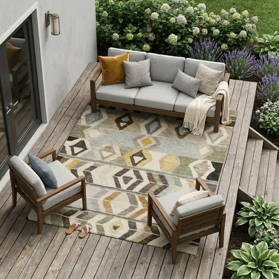 Pewter And Gray Tribal Washable Indoor Outdoor Area Rug Photo 1