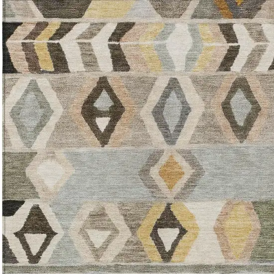 Pewter And Gray Tribal Washable Indoor Outdoor Area Rug Photo 3