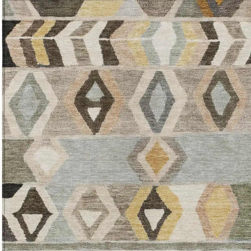 Pewter And Gray Tribal Washable Indoor Outdoor Area Rug Photo 3