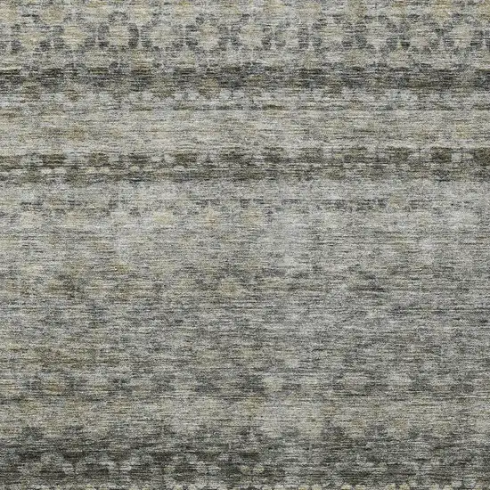 Pewter And Green Striped Washable Indoor Outdoor Area Rug Photo 6