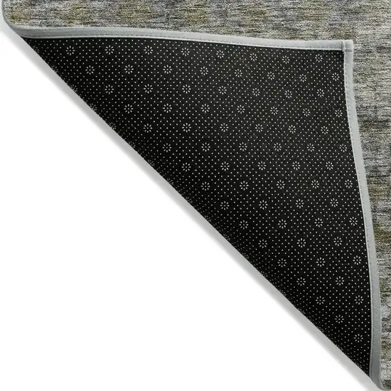 Pewter And Green Striped Washable Indoor Outdoor Area Rug Photo 4