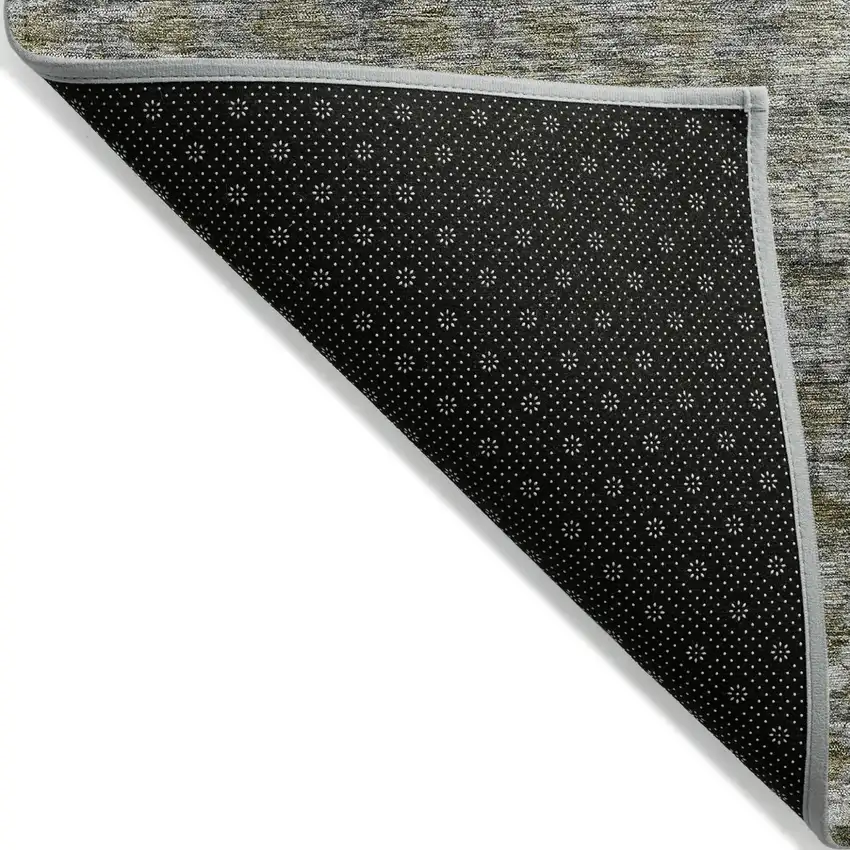 Pewter And Green Striped Washable Indoor Outdoor Area Rug Photo 4