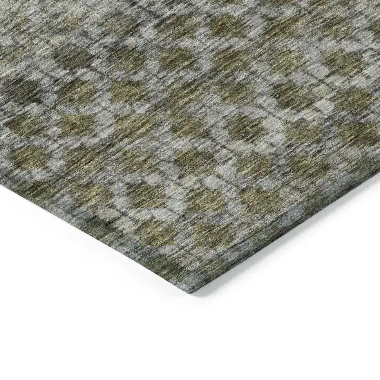 Pewter And Green Striped Washable Indoor Outdoor Area Rug Photo 5