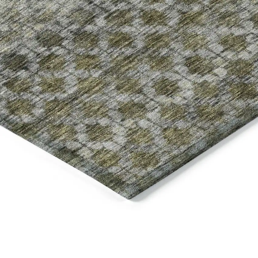 Pewter And Green Striped Washable Indoor Outdoor Area Rug Photo 5
