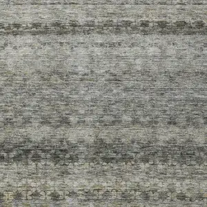 Photo of Pewter And Green Striped Washable Indoor Outdoor Area Rug
