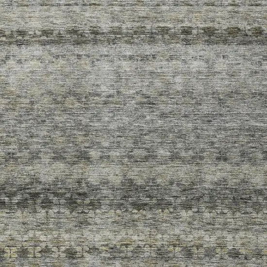 Pewter And Green Striped Washable Indoor Outdoor Area Rug Photo 6