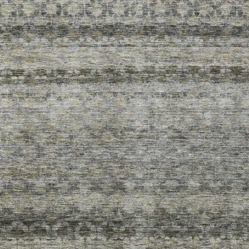 Pewter And Green Striped Washable Indoor Outdoor Area Rug Photo 6