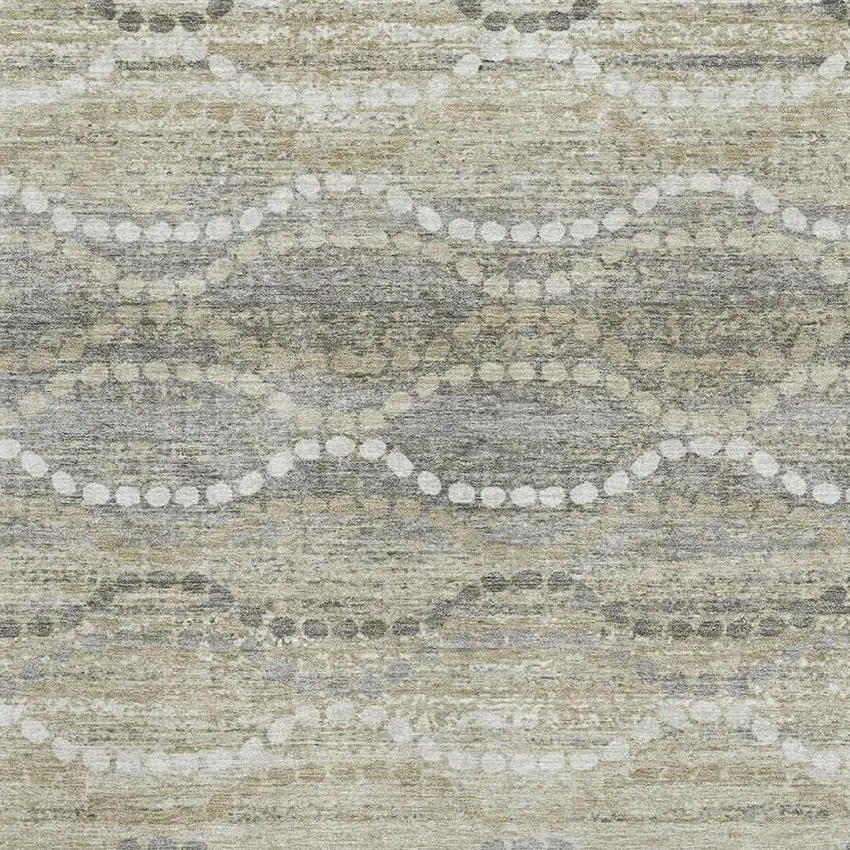 Pewter And Ivory Abstract Geometric Washable Area Rug With UV Protection Photo 3