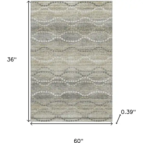 Pewter And Ivory Abstract Geometric Washable Area Rug With UV Protection Photo 9