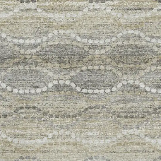 Pewter And Ivory Abstract Geometric Washable Area Rug With UV Protection Photo 3