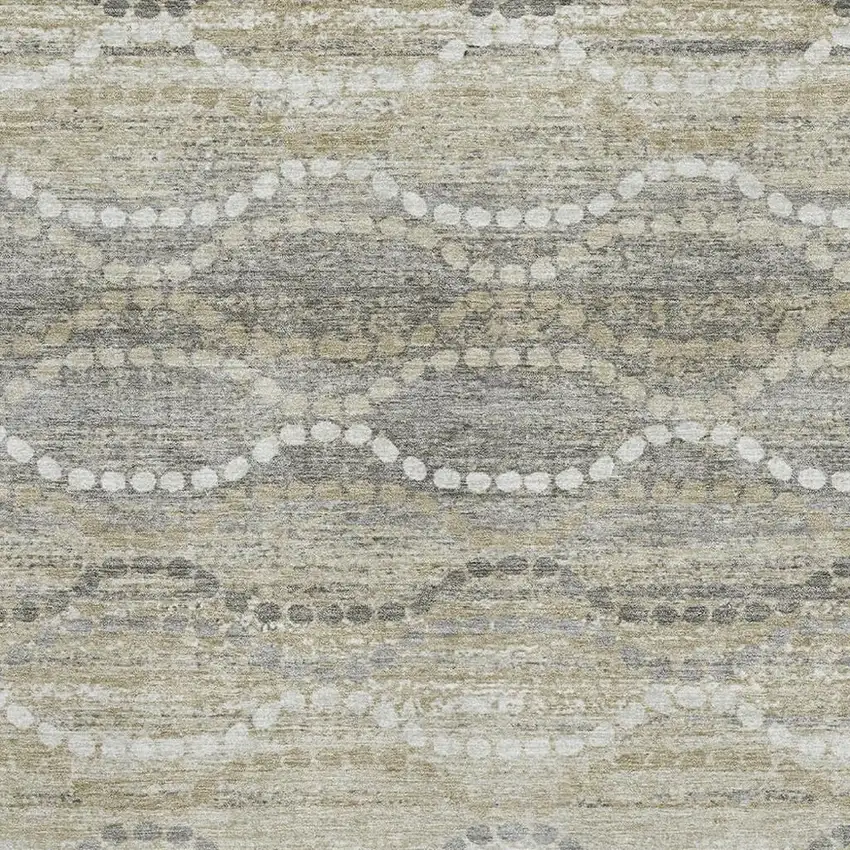 Pewter And Ivory Abstract Geometric Washable Area Rug With UV Protection Photo 3