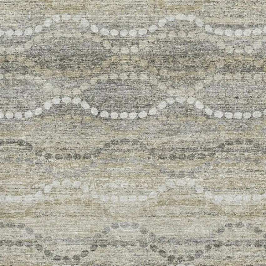 Pewter And Ivory Abstract Geometric Washable Area Rug With UV Protection Photo 3