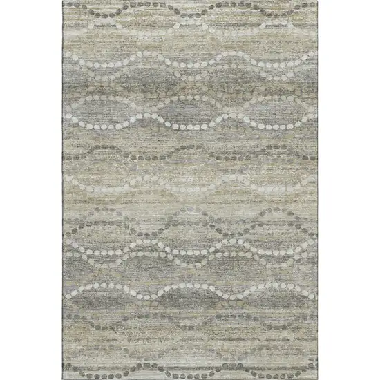 Pewter And Ivory Abstract Geometric Washable Area Rug With UV Protection Photo 1