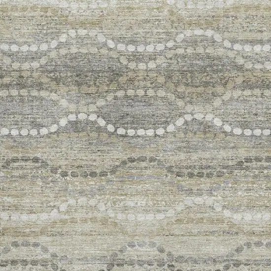 Pewter And Ivory Abstract Geometric Washable Area Rug With UV Protection Photo 3