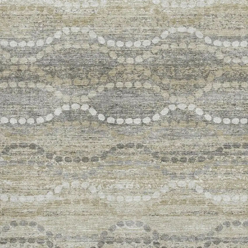 Pewter And Ivory Abstract Geometric Washable Area Rug With UV Protection Photo 3