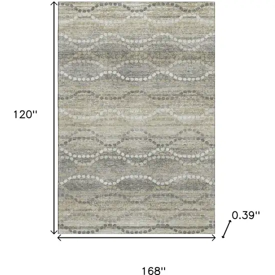 Pewter And Ivory Abstract Geometric Washable Area Rug With UV Protection Photo 9