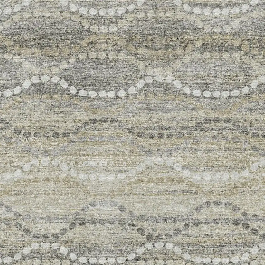 Pewter And Ivory Abstract Geometric Washable Area Rug With UV Protection Photo 3