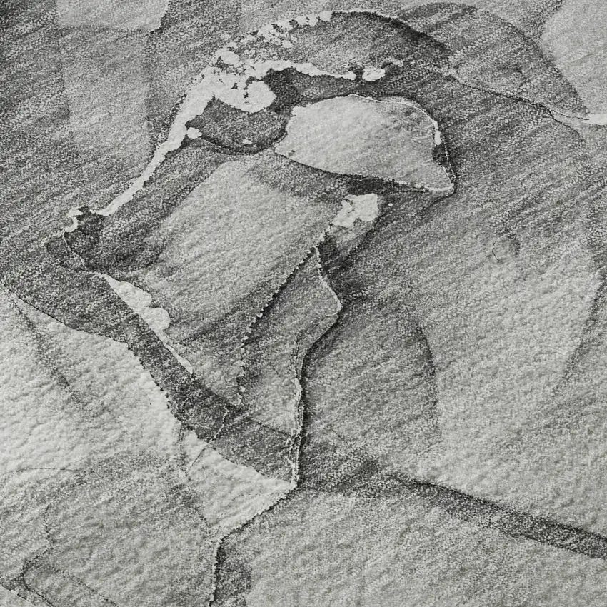 Pewter And Ivory Abstract Washable Area Rug With UV Protection Photo 9