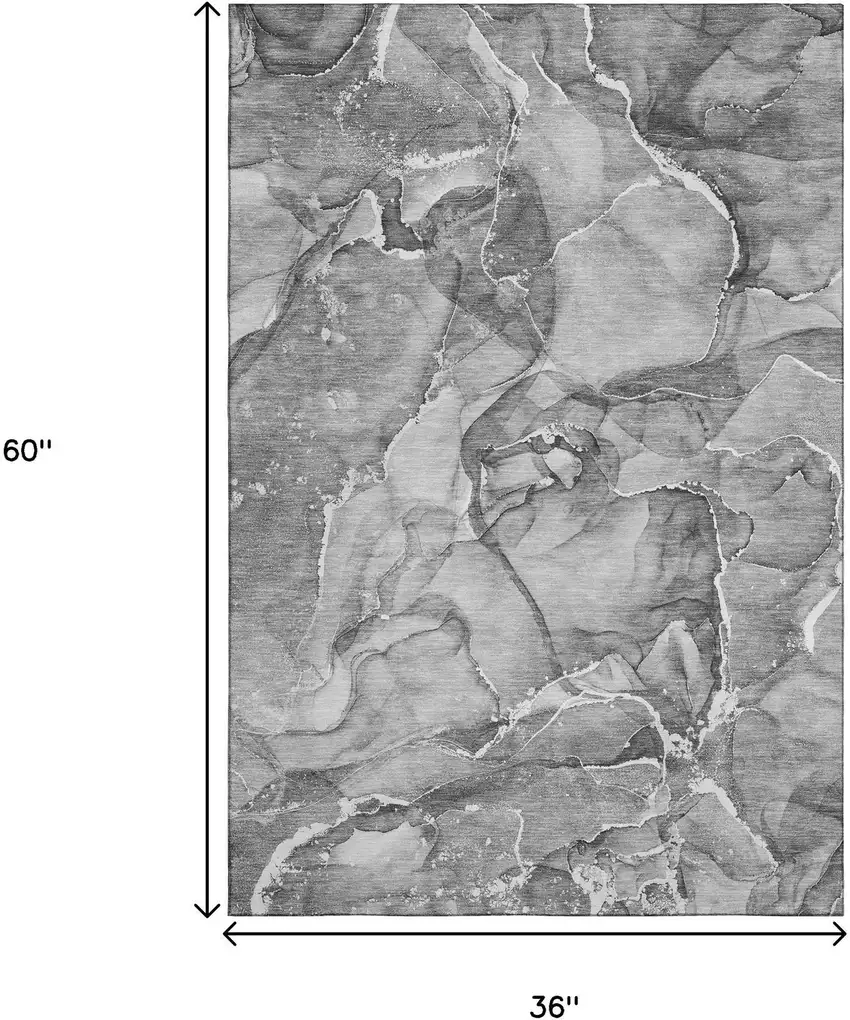 Pewter And Ivory Abstract Washable Area Rug With UV Protection Photo 3