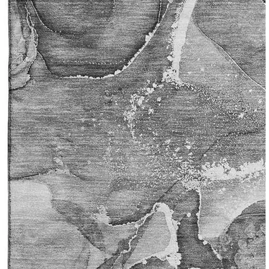 Pewter And Ivory Abstract Washable Area Rug With UV Protection Photo 4