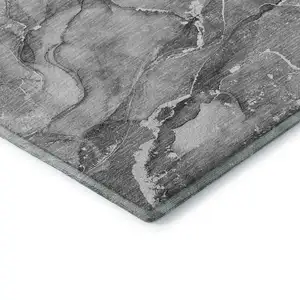 Photo of Pewter And Ivory Abstract Washable Area Rug With UV Protection