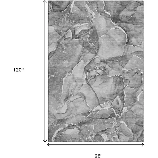 Pewter And Ivory Abstract Washable Area Rug With UV Protection Photo 3