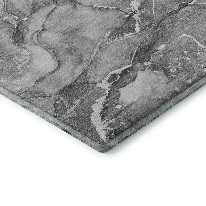 Pewter And Ivory Abstract Washable Area Rug With UV Protection Photo 7