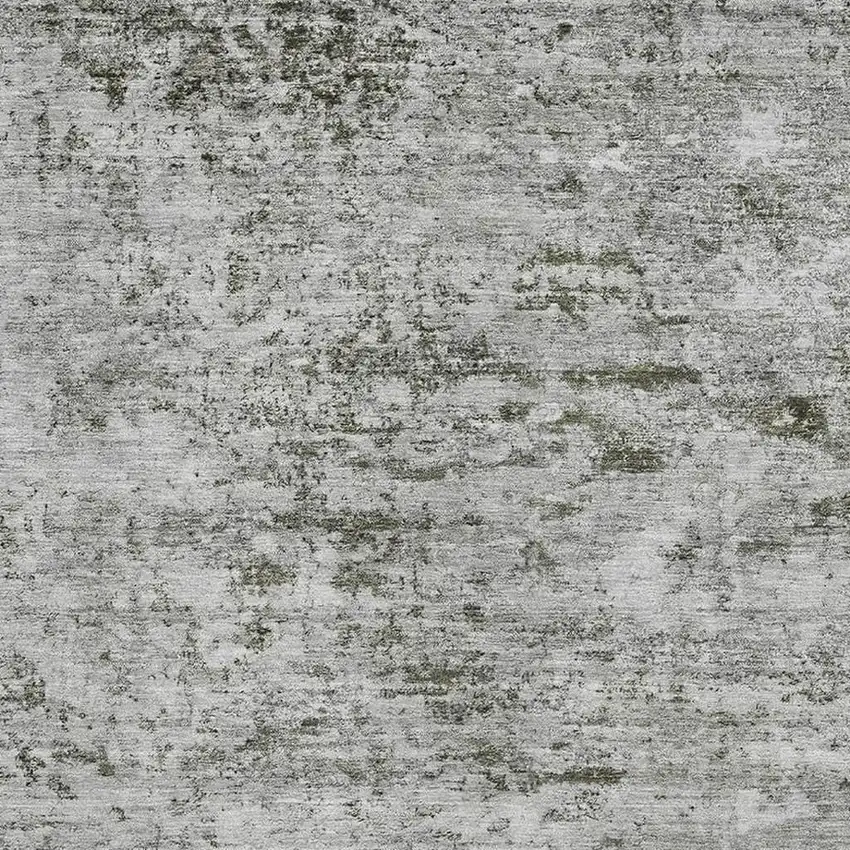 Pewter And Ivory Abstract Washable Area Rug With UV Protection Photo 2