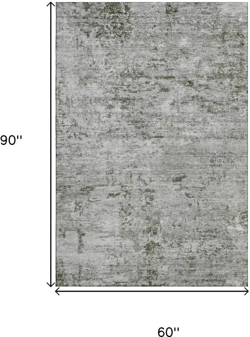 Pewter And Ivory Abstract Washable Area Rug With UV Protection Photo 9