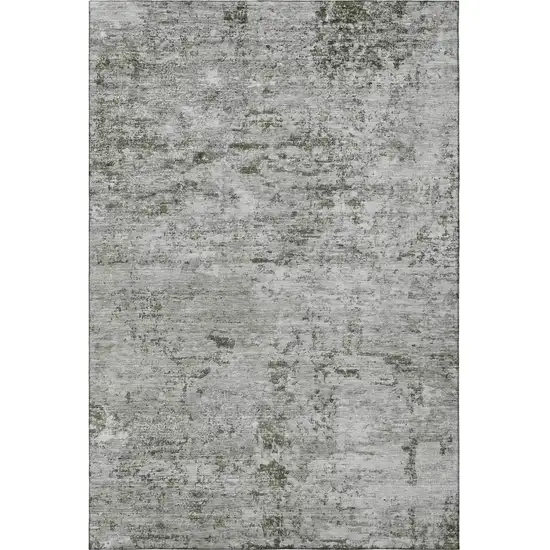 Pewter And Ivory Abstract Washable Area Rug With UV Protection Photo 3