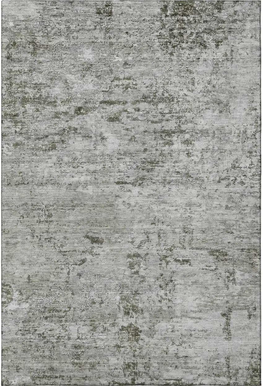 Pewter And Ivory Abstract Washable Area Rug With UV Protection Photo 3