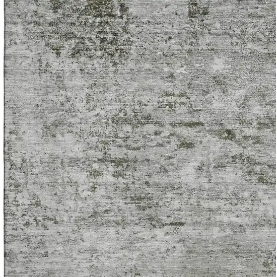 Pewter And Ivory Abstract Washable Area Rug With UV Protection Photo 2