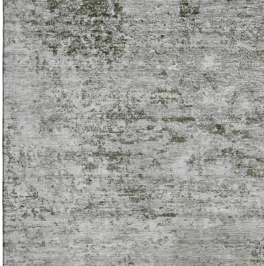 Pewter And Ivory Abstract Washable Area Rug With UV Protection Photo 2