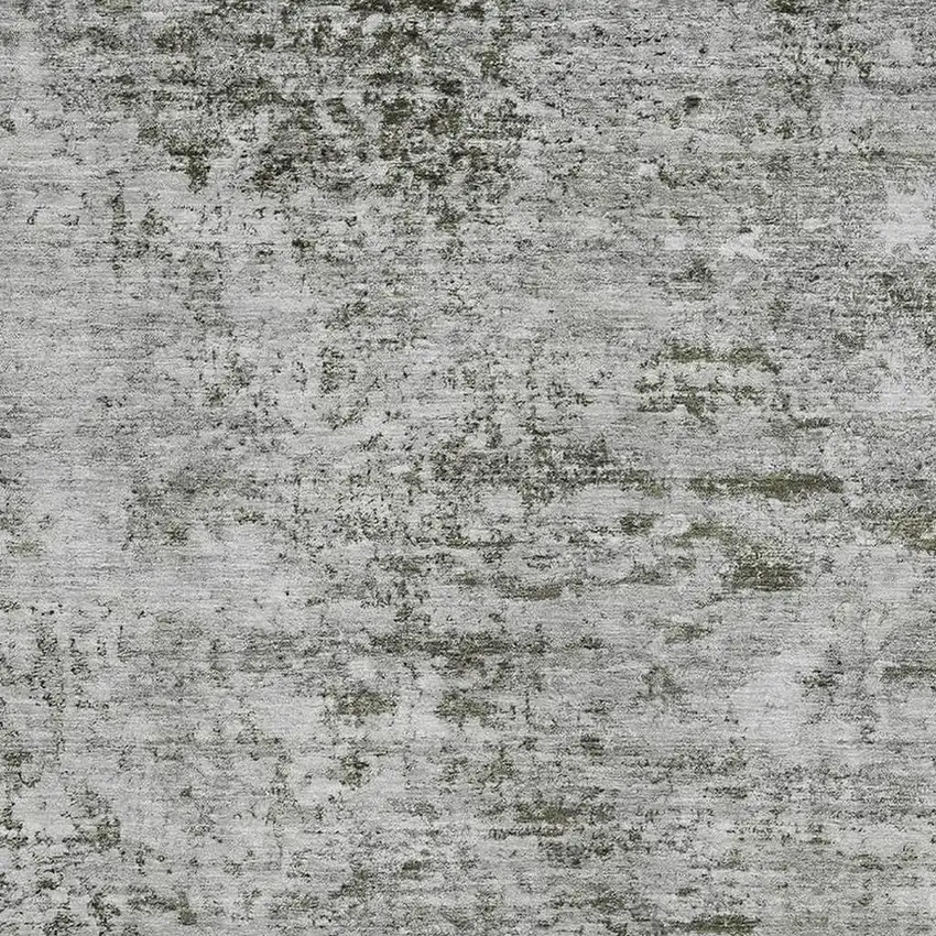 Pewter And Ivory Abstract Washable Area Rug With UV Protection Photo 2